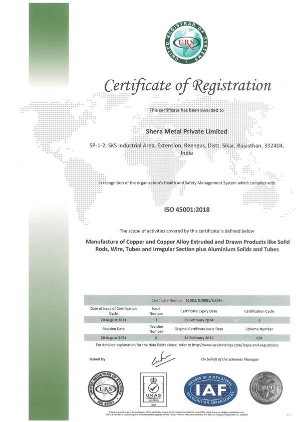 Shera Metal Pvt. Ltd. (ISO 45001-2018)