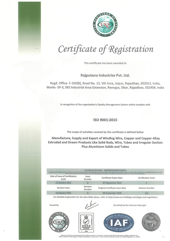 Rajputana Industries Pvt. Ltd. (ISO 9001-2015)